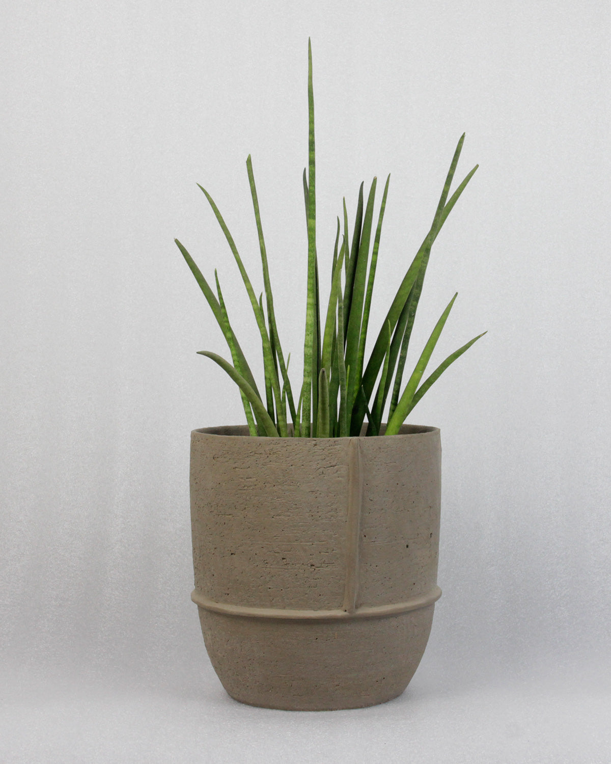 Gray Bisque planter with line design