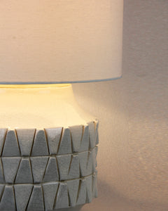 Masaru Geometric Lamp in Cream with Crackle Texture