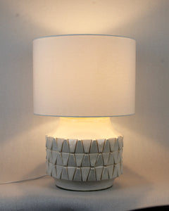 Masaru Geometric Lamp in Cream with Crackle Texture