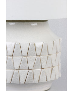 Masaru Geometric Lamp in Cream with Crackle Texture