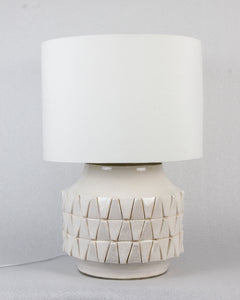 Masaru Geometric Lamp in Cream with Crackle Texture