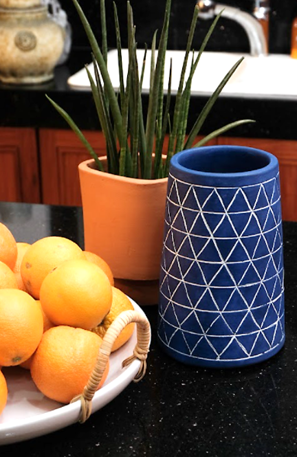 Xixa Blue Geometric Vase